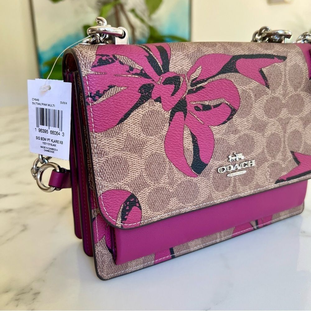 NWT Coach Klare Crossbody Bag In Signature Canvas & Leather With Bow Print CY649 - Picture 3 of 16